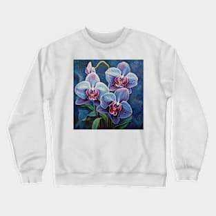 Trio of Mosaic Folk Art Orchids Crewneck Sweatshirt